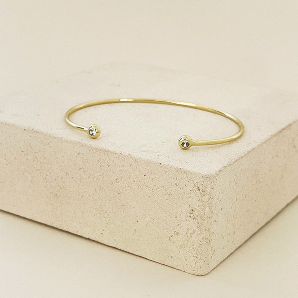 Gold Open Cuff Bracelet, Gold Cuff Bangle, Delicate Open Bangle Bracelet, Slip-on Everyday Bracelet, Thin Open Cuff Bangle In Gold