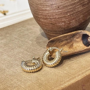 Chunky Gold Hoop Earrings, 15mm Thick Hoops, Tarnish Resistant
