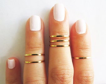 Set of 6 Gold Stacking Rings, 15MM High Quality Gold Plated Midi  Rings, Best Friend Birthday Gifts, Dainty Simple Handmade Jewelry Rings