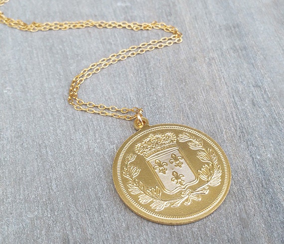 diep vallei het kan Gouden lange ketting grote munt ketting medaillon ketting - Etsy België