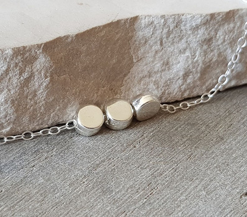 Sterlng Slver Nugget Bead Bracelet Double Wrap Nugget Bracelet 3mm Slver Nugget Beads Faceted