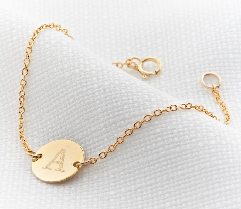 Gold Initial Bracelet Initial Charm Bracelet Gold Mom Etsy