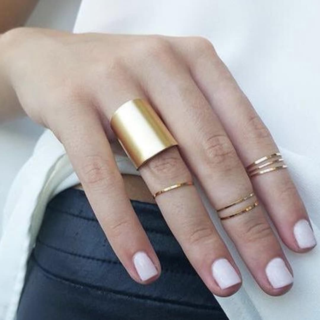Wide Gold Stackable Rings Gold Stacking Rings Set, Wide Band, Midi Knuckle Ring - Etsy