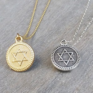 Star of David Necklace in Gold or Silver, Magen David Necklace, Jewish Star Necklace, Charm Necklace, Bat Mitzvah Gift, Jewish Jewelry image 5