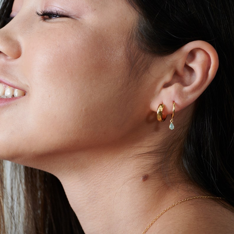 Small 14K Gold Filled Hoop Earrings For Women, Tiny 15mm Huggie Earrings, Leverback Earrings, Modern Gold Hoops, Minimalist Jewelry image 7