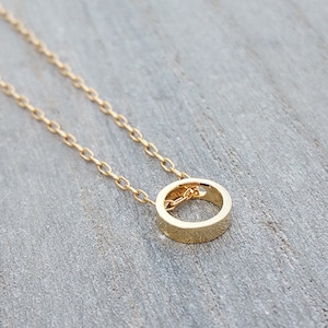 Dainty Circle Necklace, Karma Necklace, Gold Circle Necklace, Minimalist Necklace, Layering Necklace, Tiny Pendant Necklace, Gold Necklace image 2