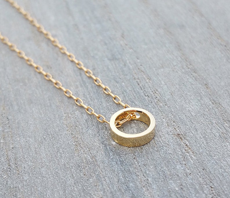 Dainty Circle Necklace, Karma Necklace, Gold Circle Necklace, Minimalist Necklace, Layering Necklace, Tiny Pendant Necklace, Gold Necklace image 2