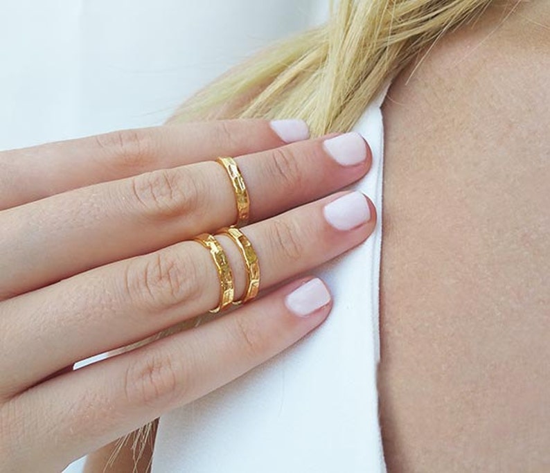 Silver hammered ring Set of 3 stackable rings Silver trendy Etsy