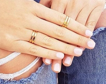Adjustable Gold Filled Midi Ring Set, Minimalist Knuckle Rings
