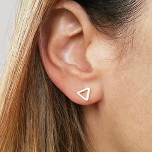 Triangle Gold Earrings, Small Stud Earrings, Post Earrings, Dainty Earrings, Geometric Earrings, Minimalist Earrings, Girls Earrings