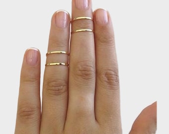 Solid 14k Rose Gold Beaded Knuckle Ring - Mid Finger Ring, Size 7.5, Handmade In USA, Deluxe Gift Box - View #2