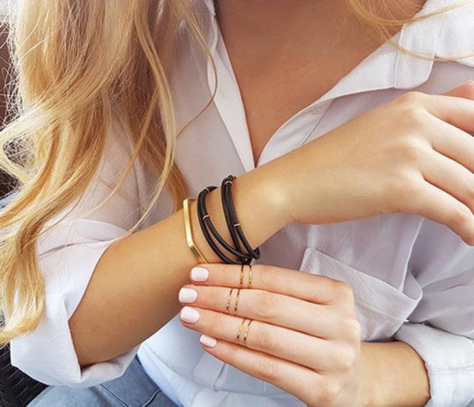 Gold Cuff Bracelet Minimalist Gold Bracelet Stacking Cuff Etsy