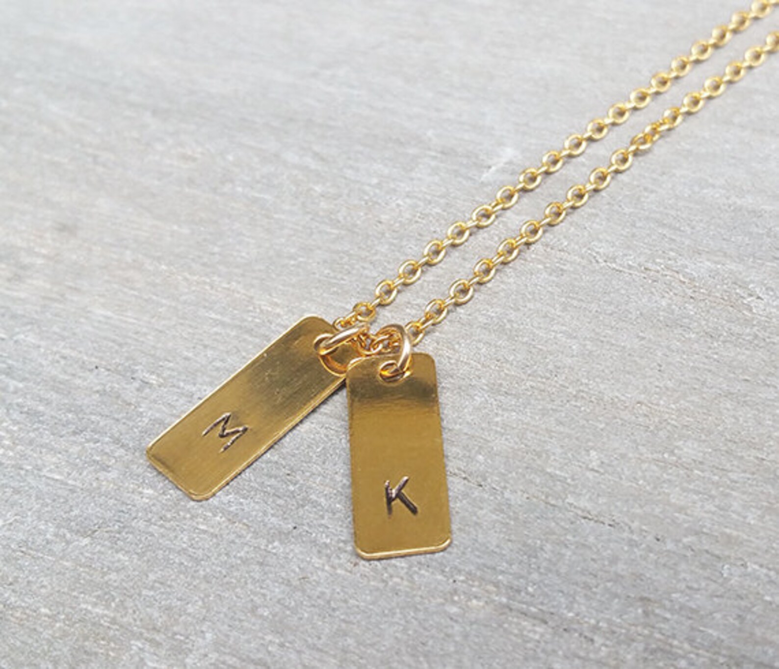 Gold Tag Necklace Name Tags Personalized Necklace Initial Etsy