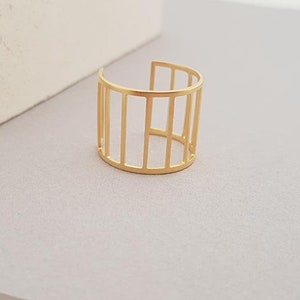 Cuff Ring, Cage Ring Gold or Silver, Sister Gift, Rings for Women, Fashion Ring, Unique Rings, Dainty Adjustable Ring, Simple Ring image 3