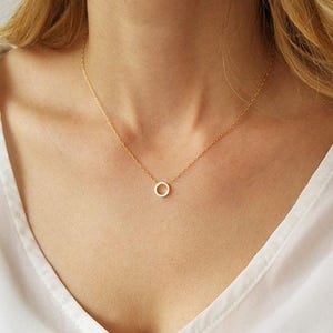 Dainty Circle Necklace, Karma Necklace, Gold Circle Necklace, Minimalist Necklace, Layering Necklace, Tiny Pendant Necklace, Gold Necklace