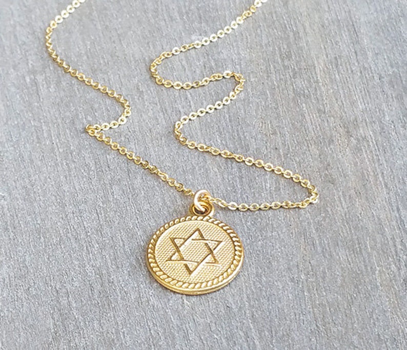 Star of David Necklace in Gold or Silver, Magen David Necklace, Jewish Star Necklace, Charm Necklace, Bat Mitzvah Gift, Jewish Jewelry image 1