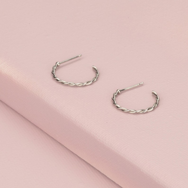 Silver Hoop Earrings Thin Post Earring 18mm Silver Hoops Etsy