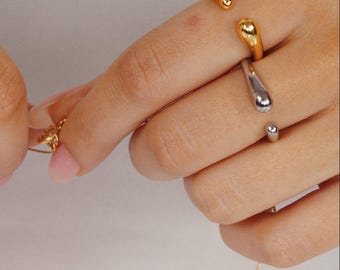 Sterling Silver Open Ring, Adjustable Stacking Cuff Ring