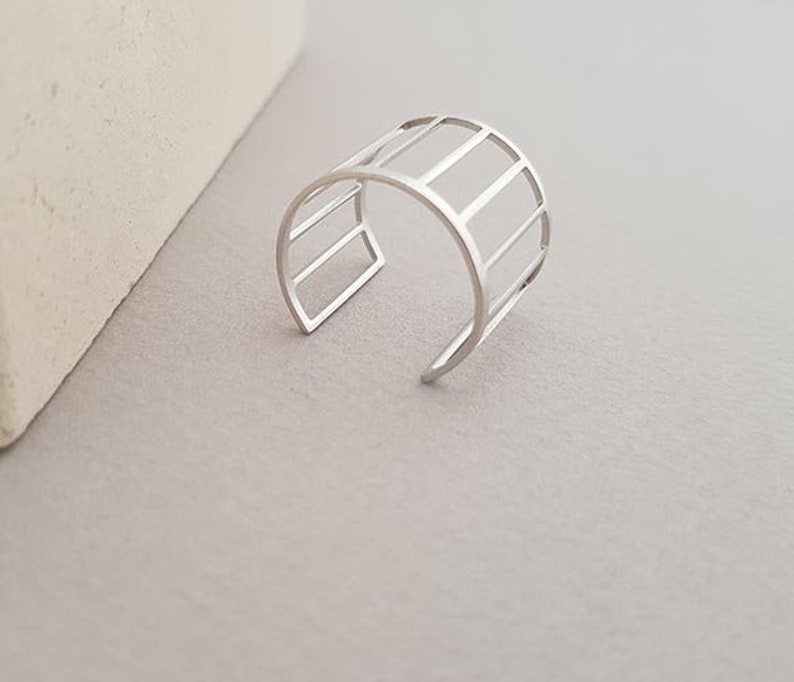 Cuff Ring, Cage Ring Gold or Silver, Sister Gift, Rings for Women, Fashion Ring, Unique Rings, Dainty Adjustable Ring, Simple Ring image 9