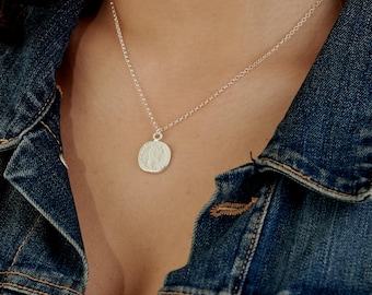 Dainty Sterling Silver Coin Necklace, Layered Pendant
