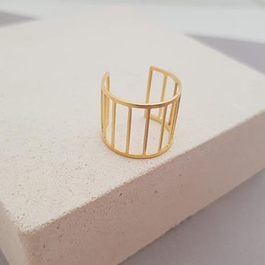 Cuff Ring, Cage Ring Gold or Silver, Sister Gift, Rings for Women, Fashion Ring, Unique Rings, Dainty Adjustable Ring, Simple Ring image 6