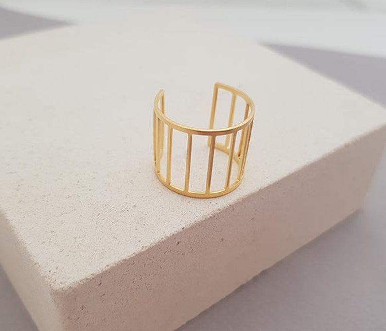 Cuff Ring, Cage Ring Gold or Silver, Sister Gift, Rings for Women, Fashion Ring, Unique Rings, Dainty Adjustable Ring, Simple Ring image 6