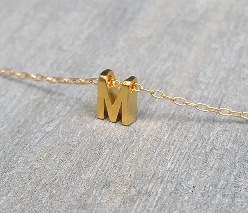 Tiny Gold Initial Necklace Gold Letter Necklace Gold Initial Etsy