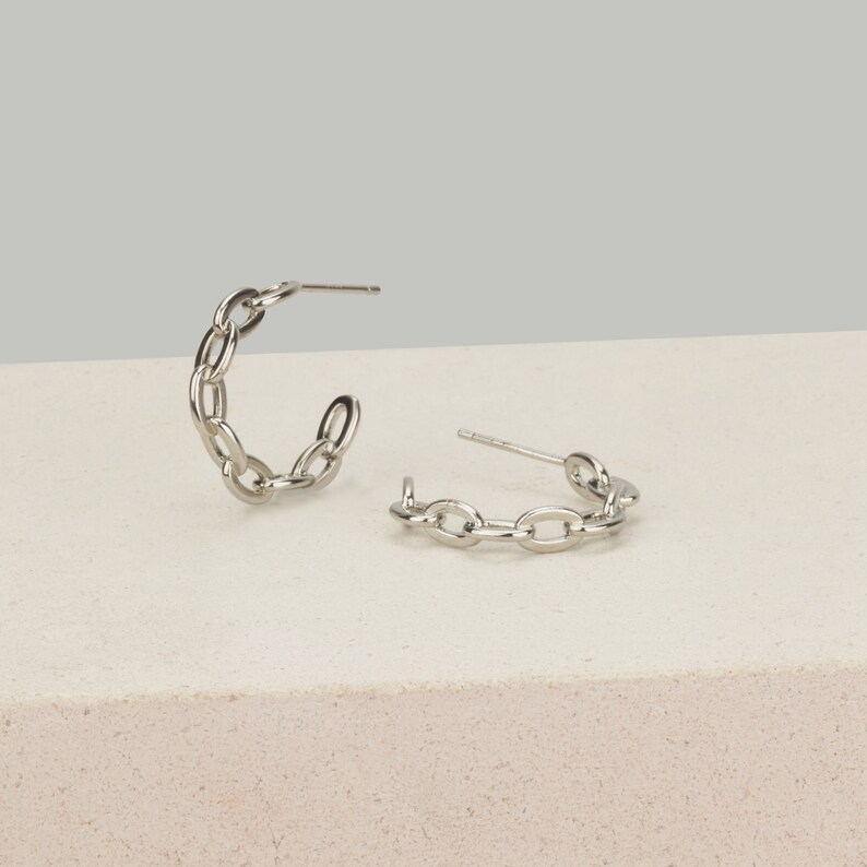 20mm Chain Hoop Earrings Link Hoop Earrings Braided Hoops Etsy