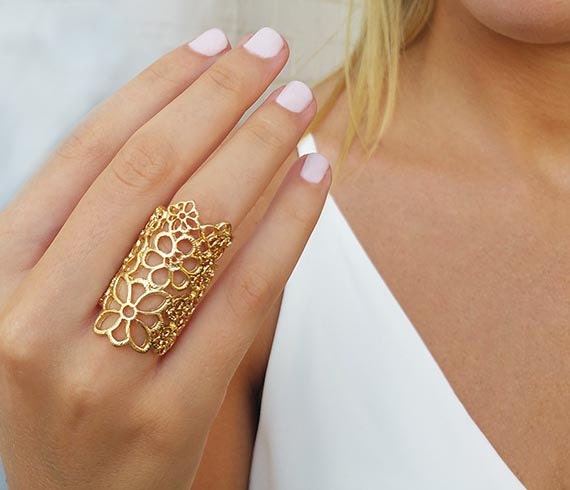 Gift For Her Gold Plated Ring Adjustable Filigree Ring Impressive Gold Ring Adjustable Ring Filigree Jewelry Gold Filigree Ring