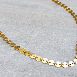 Gold Choker Necklace, Gold Tattoo Necklace, Boho Choker Necklace, Coin Choker, Bohemian Jewelry, Layering Necklace, Dainty Choker Necklace image 2