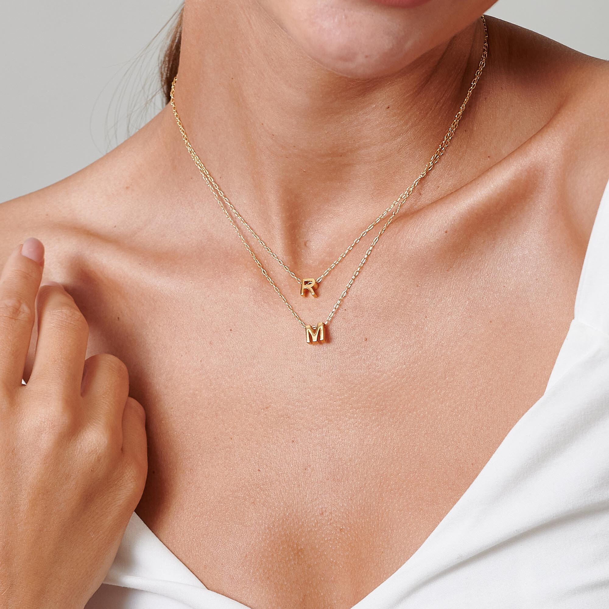 Layered Initial Necklace Layered Initial Necklace