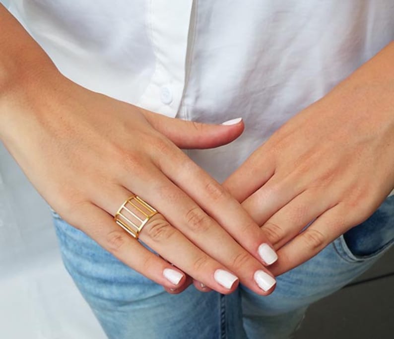 Cuff Ring, Cage Ring Gold or Silver, Sister Gift, Rings for Women, Fashion Ring, Unique Rings, Dainty Adjustable Ring, Simple Ring image 4