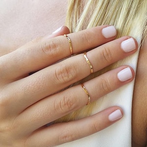 Fashion Rings, Gold Midi Rings, Unique Gifts, Small Rings, Goldfilled Stacking Rings, Gold Rings, Set of 3 Knuckle Rings, Above Knuckle Ring image 1