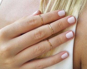 Fashion Rings, Gold Midi Rings, Unique Gifts, Small Rings, Goldfilled Stacking Rings, Gold Rings, Set of 3 Knuckle Rings, Above Knuckle Ring