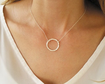 Open Circle Karma Necklace, Silver Circle Necklace, Circle Outline Necklace, Silver Eternity Necklace, Silver Necklace, Jewelry Gift Idea