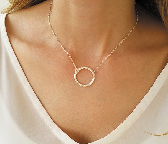 Open Circle Karma Necklace Silver Circle Necklace Circle Outline