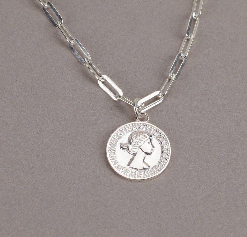 Sterling Silver Coin Necklace Medallion Pendant Necklace Etsy
