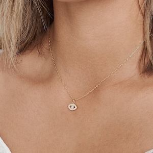 Gold Evil Eye Necklace For Women Dainty Necklace with Evil Eye Charm Necklace For Layering Gold Necklace Gift For Her