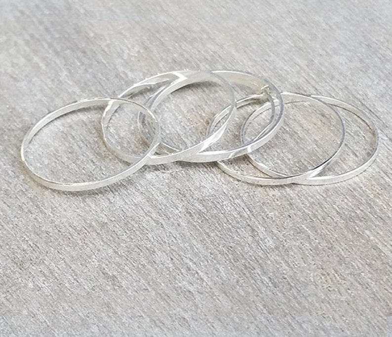 Thin silver rings, Skinny rings, Set of 6 stacking rings, Knuckle Rings, Fashion rings, Gifts under 20, Silver jewelry, Silver accessories image 2