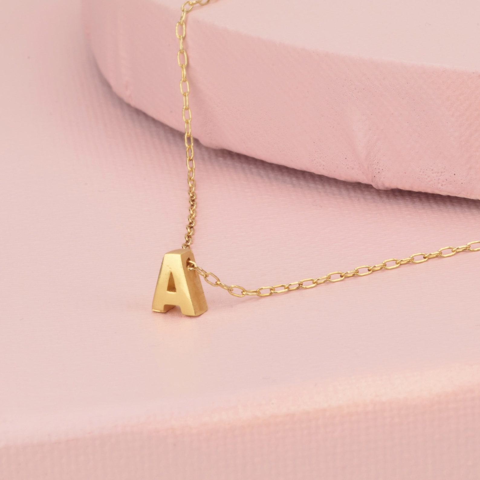 Tiny Gold Initial Necklace Gold Letter Necklace Gold Initial Etsy
