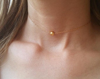 Beaded choker necklace, Minimal choker necklace, Gold choker necklace, Chain choker, Jewelry chokers, Dainty choker, Layered gold necklace