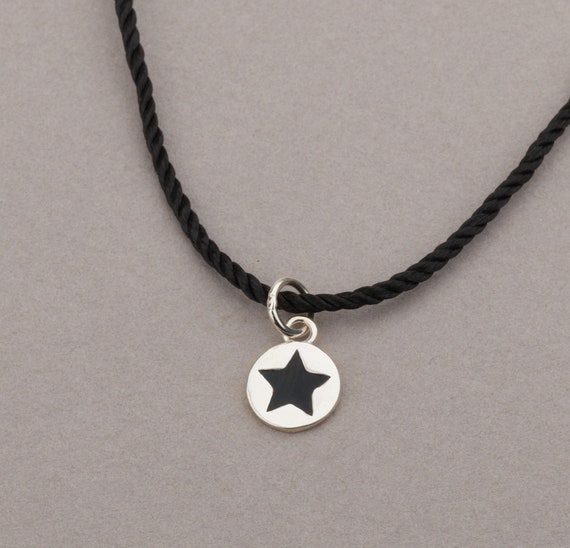 String Necklace With Pendant, Black String Necklace With Silver Star Charm,  Silver Star Necklace, Celestial Jewelry, Black Cord Choker -  Israel