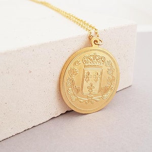 Coin Necklace, Gold Pendant Necklace, Medallion Necklace for Women, Layered Necklace, Long Gold Necklace, Handmade Gift image 7