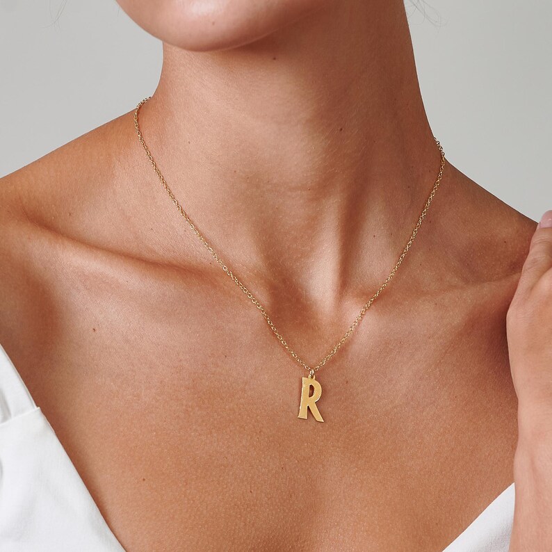 Large Gold Letter Necklace Custom Initial Necklace Gift Etsy