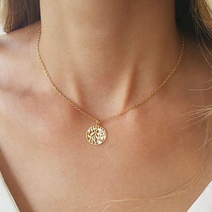 Gold Jewish Necklace, Gold Disc Necklace, Shema Israel Necklace, Jewish Jewelry, Protection Necklace, Jewish gift, Luck Necklace