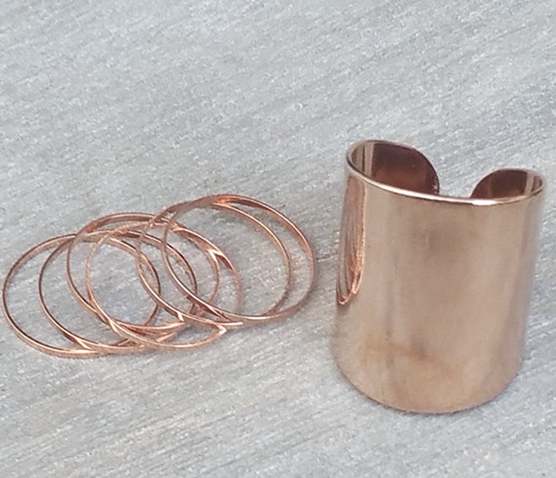 Set of 6 Rose Gold Stacking Rings With 1 Tube Ring Rose Gold - Etsy