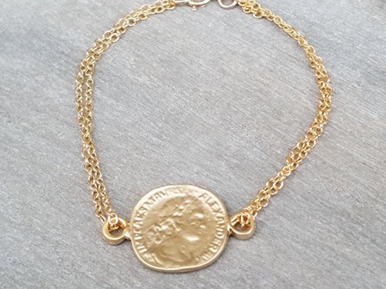 Gold Coin Bracelet Gold Bracelet Chain Bracelet Stackable Etsy Israel