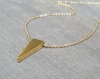 Dainty triangle necklace, Gold triangle necklace, Gold necklace, Geometric necklace, Minimal necklace, Layering necklace, Pendant necklace