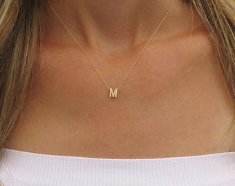 Tiny 14k Gold Filled Initial Necklace, Personalized Letter Jewelry, Custom  Bridesmaid Gift