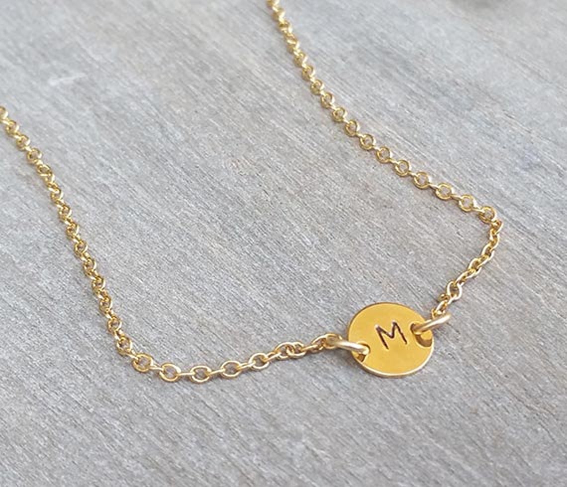 Initial Choker Necklace Gold Choker Necklace Disc Necklace Etsy Israel